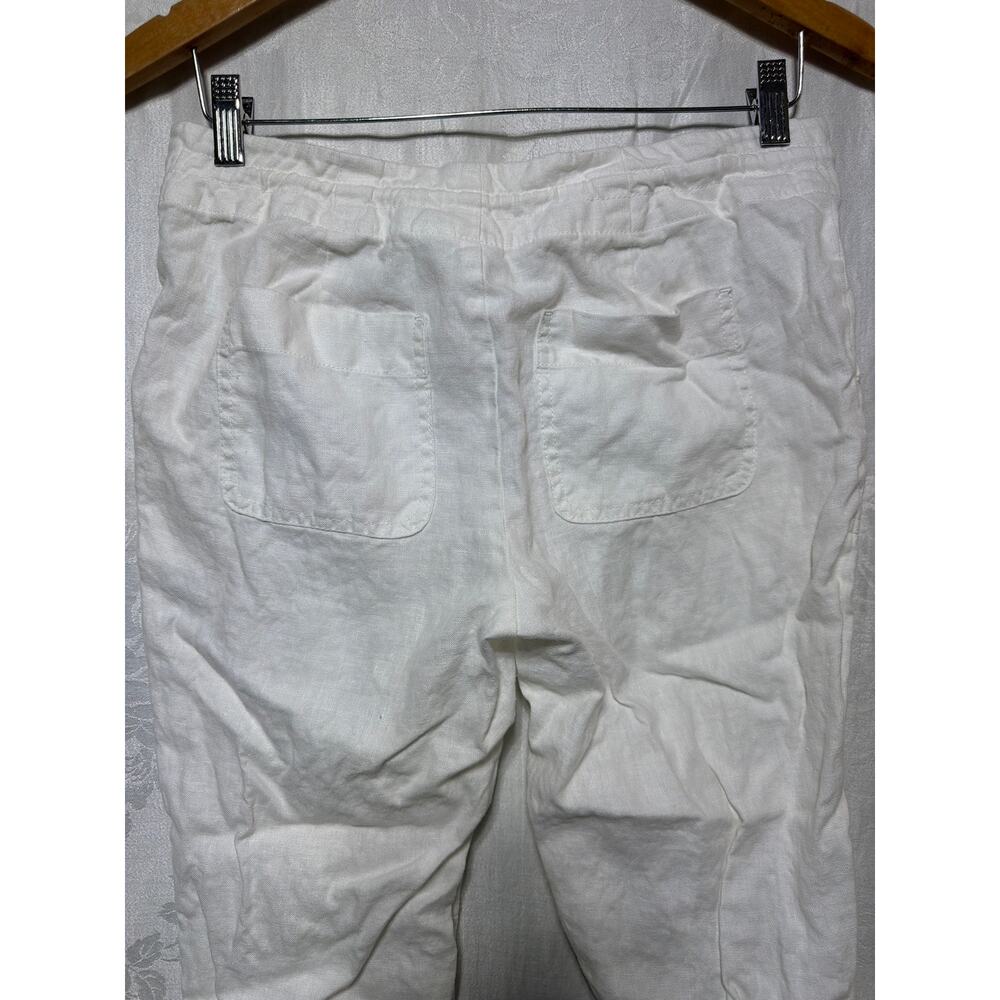 Inc Beach Pants 4 White 100% Linen Zip Ankles Utility Reinforced Knee Tapered - Picture 9 of 11